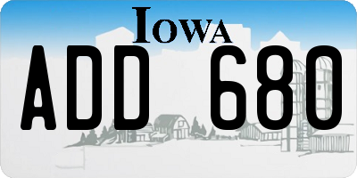 IA license plate ADD680