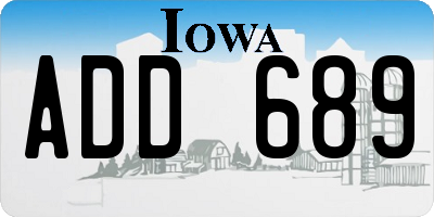 IA license plate ADD689