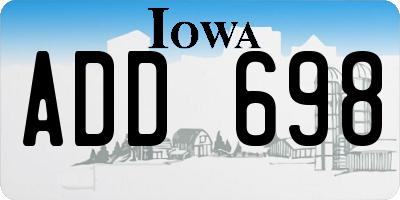 IA license plate ADD698