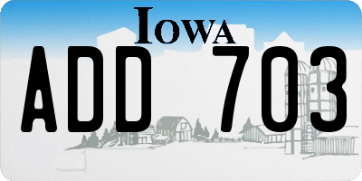 IA license plate ADD703