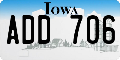 IA license plate ADD706