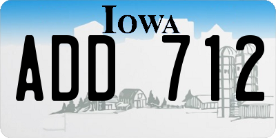IA license plate ADD712