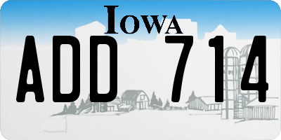 IA license plate ADD714