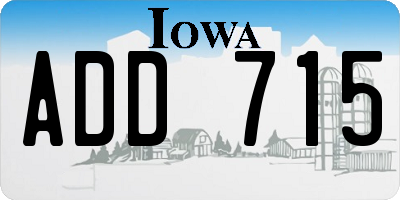 IA license plate ADD715