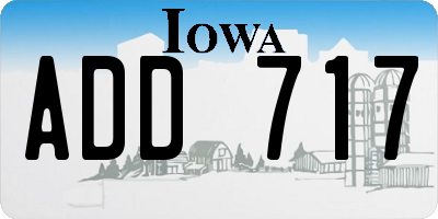 IA license plate ADD717