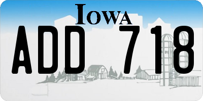IA license plate ADD718