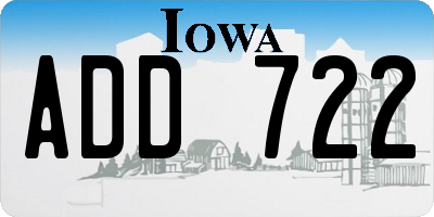IA license plate ADD722