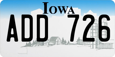 IA license plate ADD726