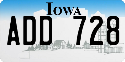 IA license plate ADD728