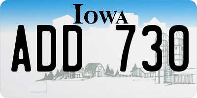 IA license plate ADD730