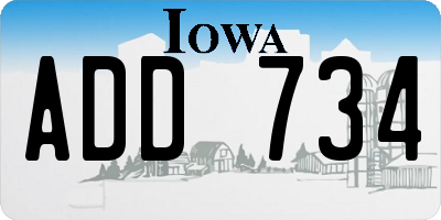 IA license plate ADD734