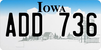 IA license plate ADD736