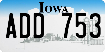 IA license plate ADD753