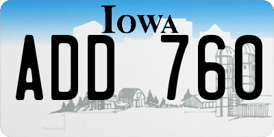 IA license plate ADD760