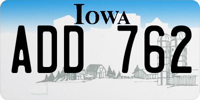 IA license plate ADD762