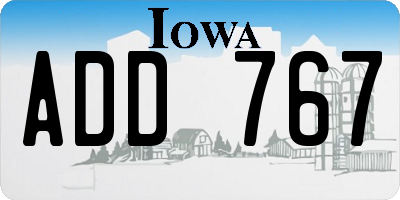 IA license plate ADD767