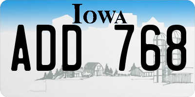 IA license plate ADD768