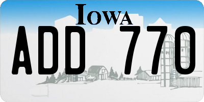 IA license plate ADD770