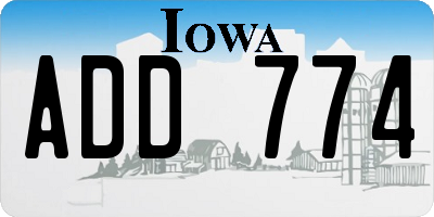 IA license plate ADD774