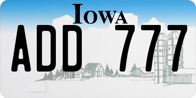 IA license plate ADD777