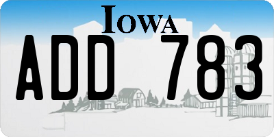 IA license plate ADD783