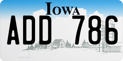 IA license plate ADD786