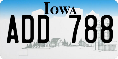 IA license plate ADD788