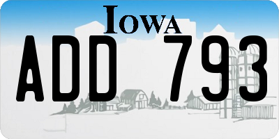 IA license plate ADD793
