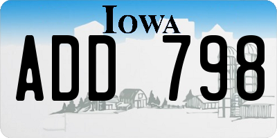 IA license plate ADD798