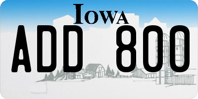 IA license plate ADD800