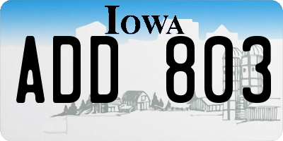 IA license plate ADD803