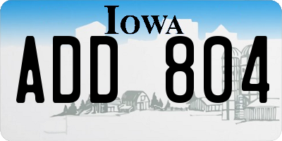 IA license plate ADD804