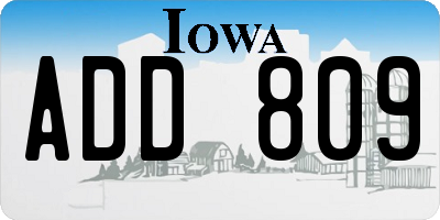 IA license plate ADD809