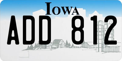 IA license plate ADD812