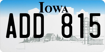 IA license plate ADD815