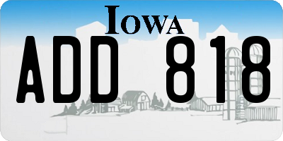 IA license plate ADD818