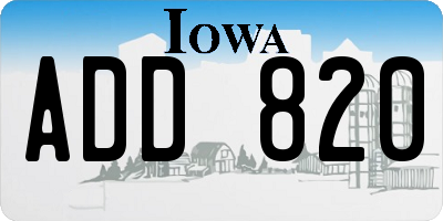IA license plate ADD820