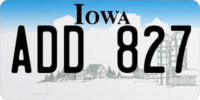 IA license plate ADD827