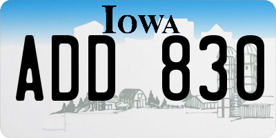 IA license plate ADD830