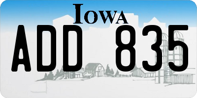 IA license plate ADD835