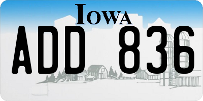 IA license plate ADD836