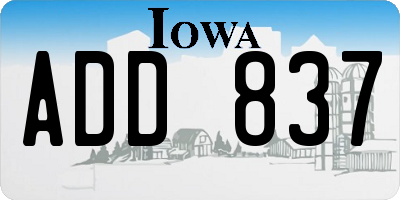 IA license plate ADD837
