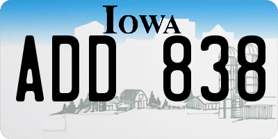 IA license plate ADD838