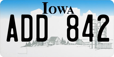 IA license plate ADD842