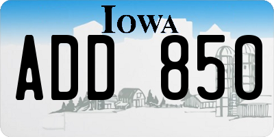 IA license plate ADD850