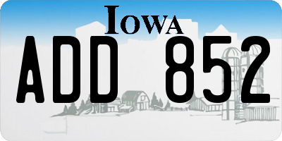 IA license plate ADD852
