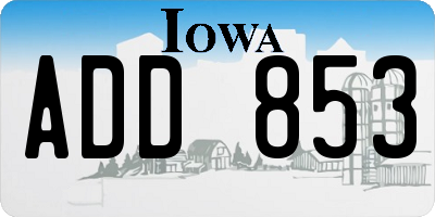 IA license plate ADD853