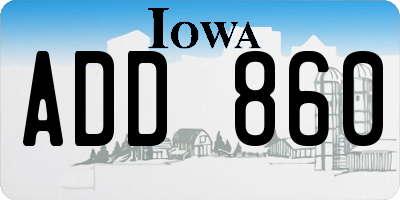 IA license plate ADD860