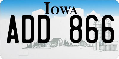 IA license plate ADD866