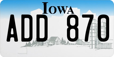 IA license plate ADD870